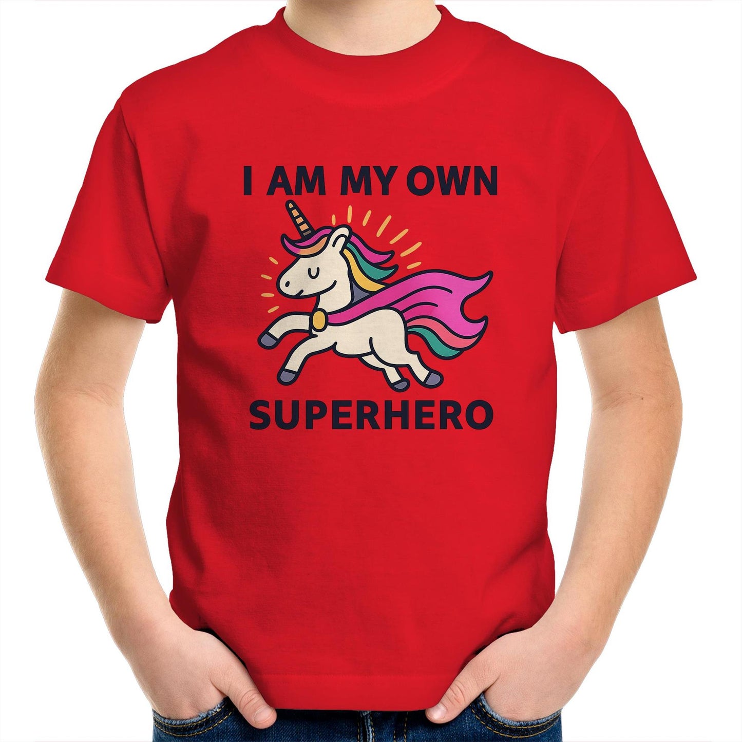 Superhero Unicorn (pink cape) - Kids T-shirt