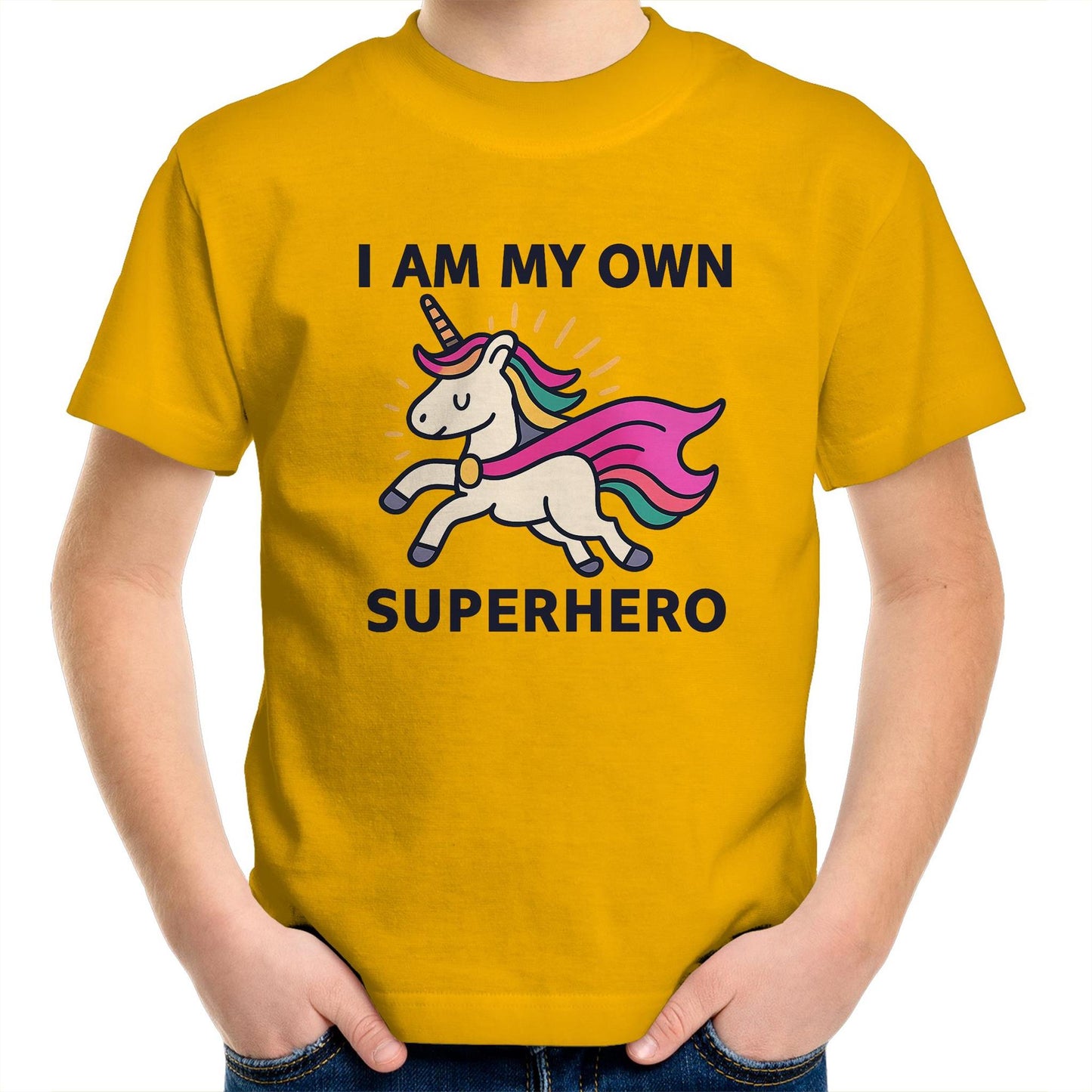 Superhero Unicorn (pink cape) - Kids T-shirt