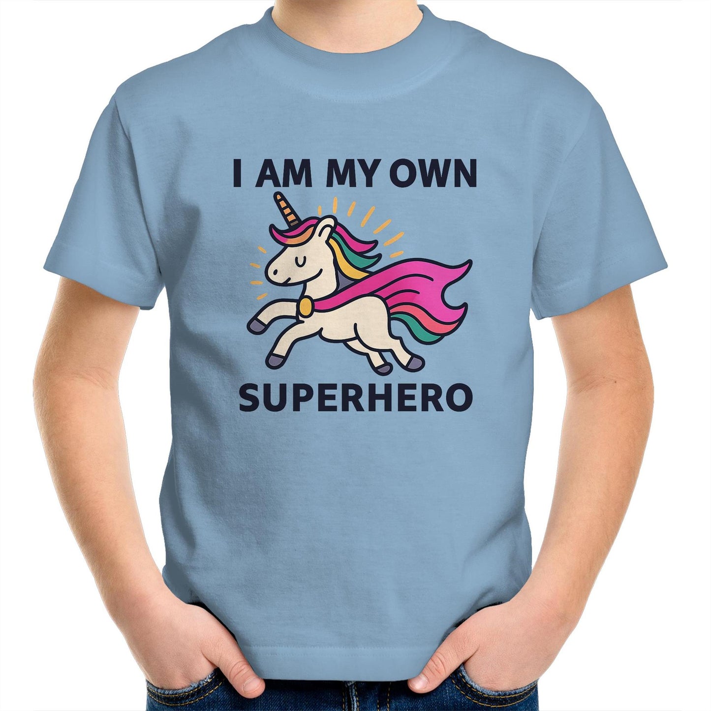 Superhero Unicorn (pink cape) - Kids T-shirt