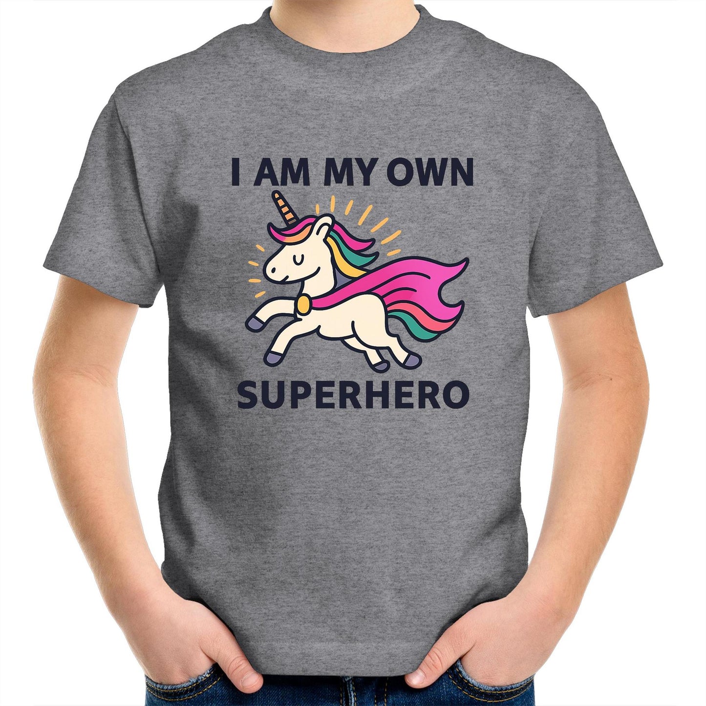 Superhero Unicorn (pink cape) - Kids T-shirt