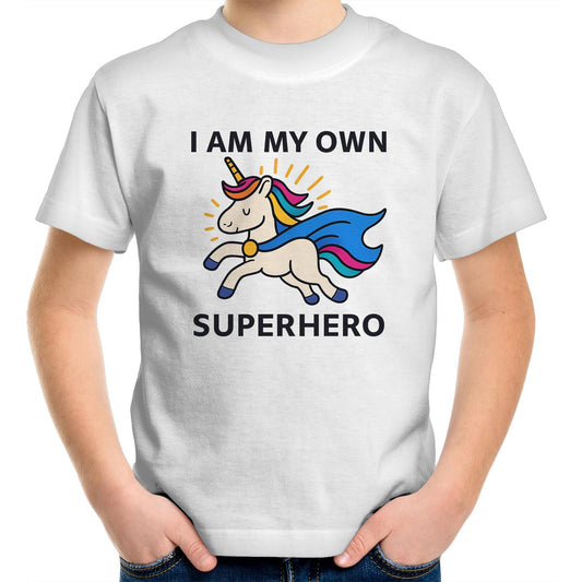 Superhero Unicorn (blue cape) - Kids T-Shirt